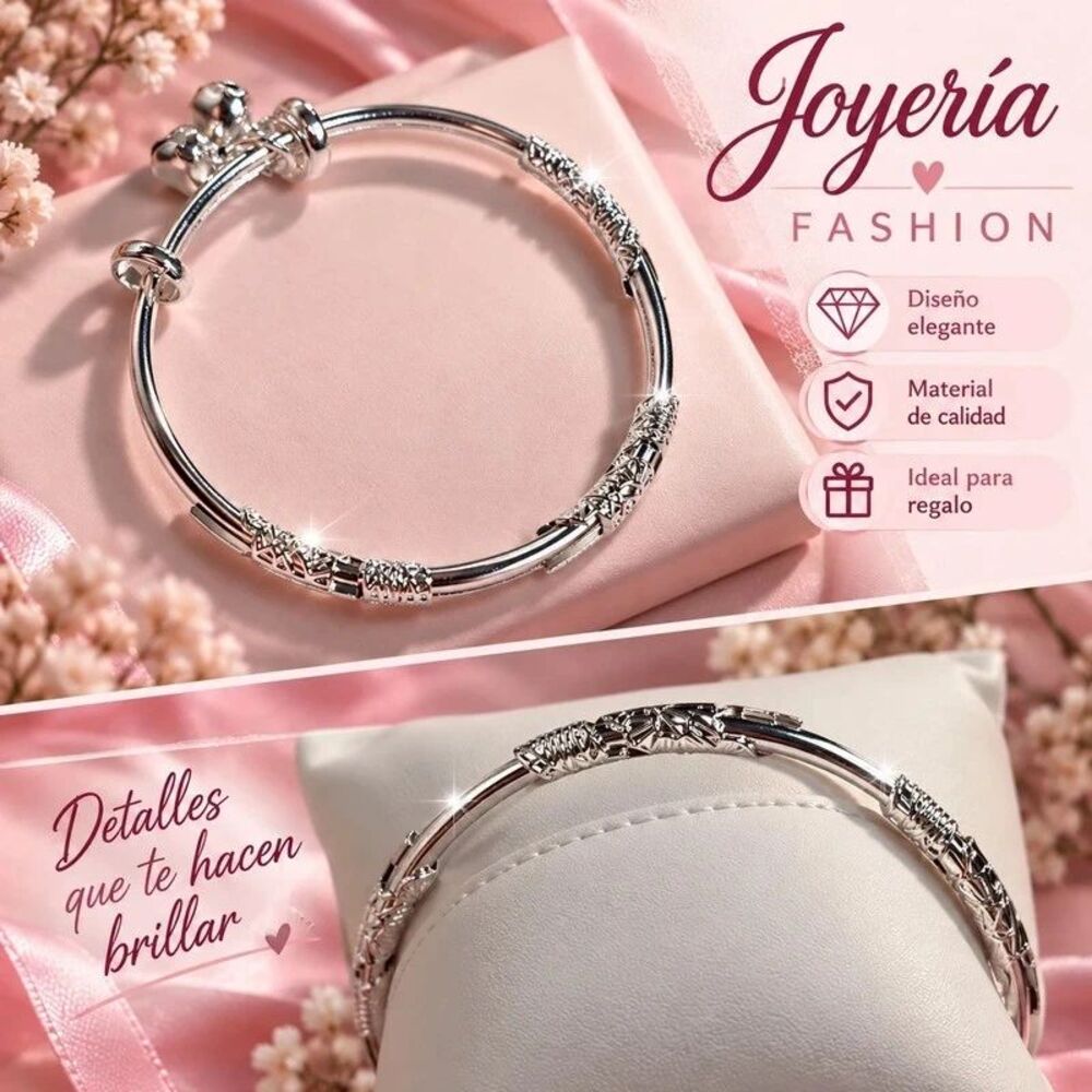Adjustable Silver Bracelet with Bell Charms – Fashion Jewelry